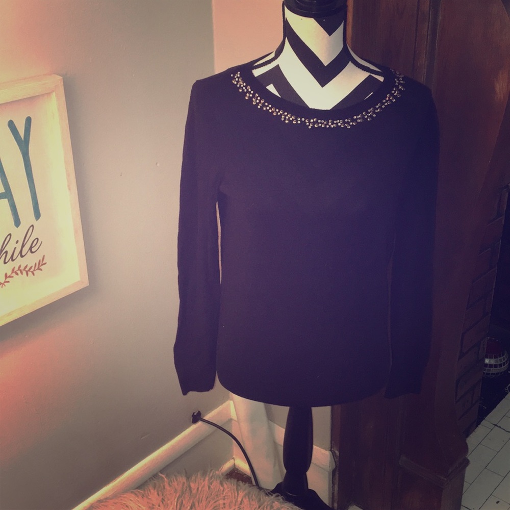 Loft detailed black sweater
